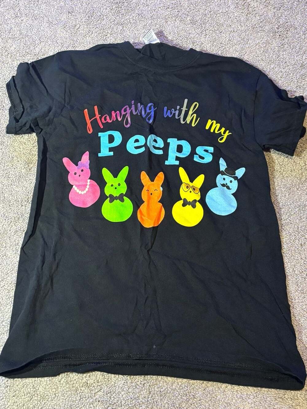 Peeps Bioworld Peeps Chilling With My Peeps Youth Black Graphic Tee Small